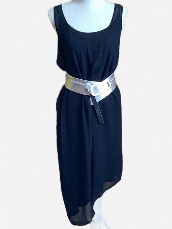 Eileen Fisher Dresses & Skirts - EILEEN FISHER Sheer Silk Georgette Layered Asymmetrical Black Dress Size M